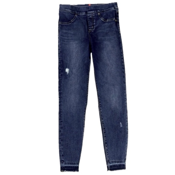 👖🍑 SPANX Distressed Pull-On Skinny Jeans | Medium Wash Shaping Denim Sz S (4/6) - Picture 1 of 5